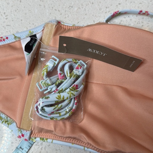 2 piece J.CREW Curved-Waist Cheeky Bikini Bottom Cloud Meadow Floral Blue - Picture 10 of 13